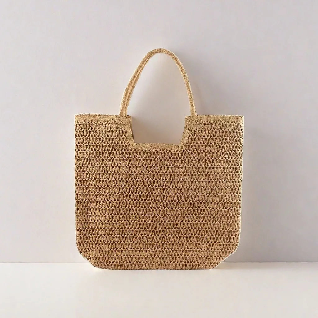 Bolso de mano para mujer de gran capacidad tejido con hierba, bolso bandolera, bolso de playa de moda y popular, bolso de diseñador