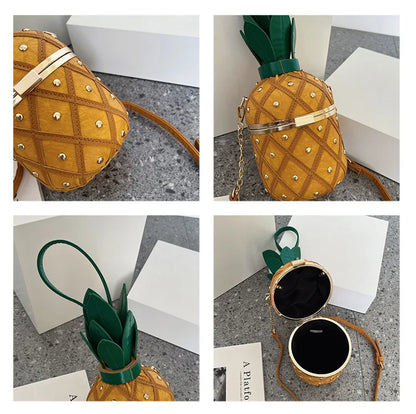 Bolsos con forma de piña para mujer, bolsos de mano para mujer, bolsos de hombro tipo mensajero, bolsos de lujo, bolsos de diseñador para mujer