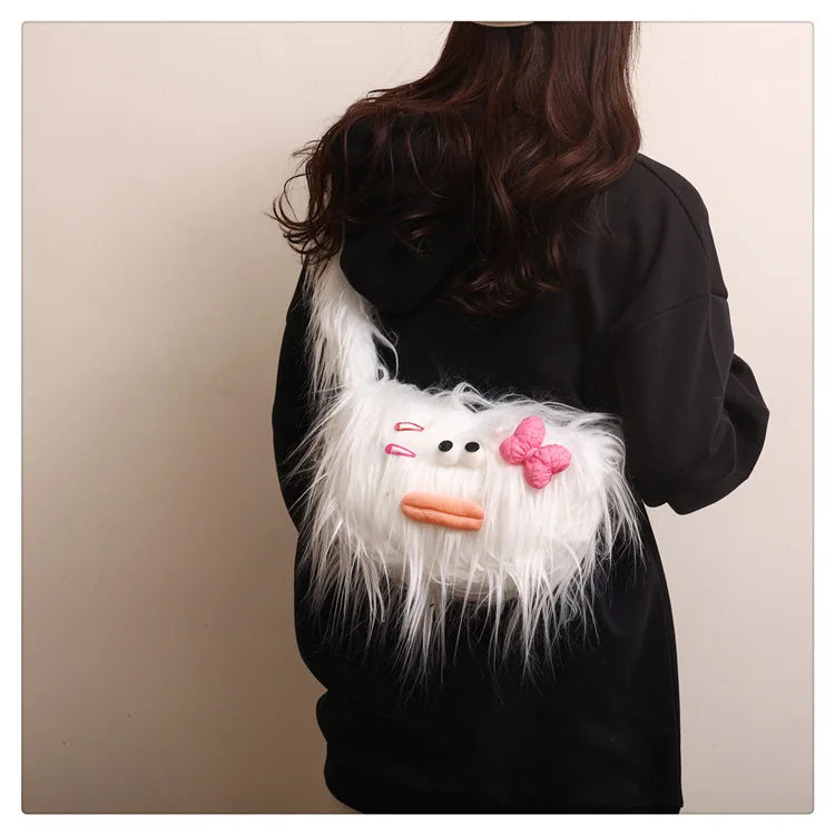 Sac à bandoulière en peluche Kawaii Diy Cartoon pour femmes 2024 Nouveau porte-monnaie Anime mignon Sac à cosmétiques Sac à bandoulière pour fille