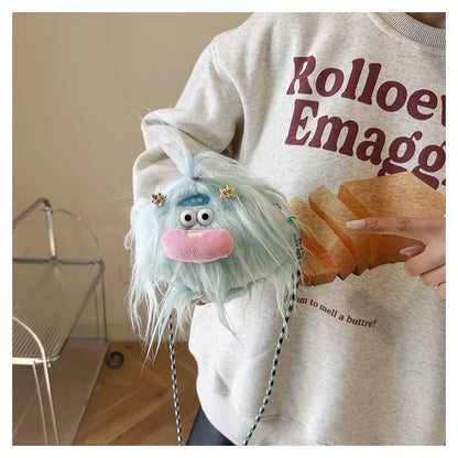 Bolso bandolera de peluche con forma de monstruo de dibujos animados 2024, nuevo y creativo bolso de hombro, mochila para niñas, bolso de peluche Kawaii