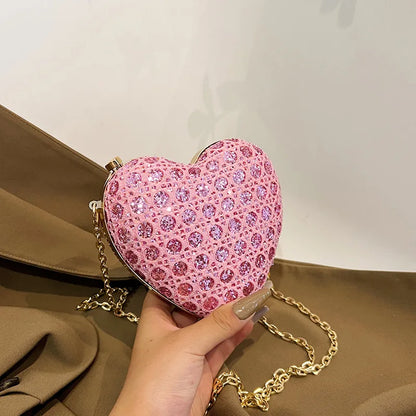 Mini Love Bag Bright Shoulder Cosmetic Bag Popular Women Chain Crossbody Bag