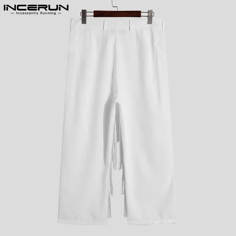 Sexy Casual Style New Men Fringed Trousers Fashionable Male Streetwear All-match Loose Comfortable Pantalons S-5XL INCERUN 2024