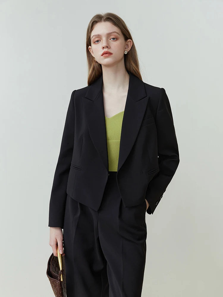 FSLE Commuter All-match Suit for Women Wide-leg Pants Suit New Short Blazer Jacket High Waist Loose Pan Two-piece Set Female