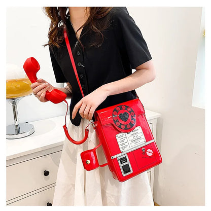 New Telephone Shaped Purses and Handbags for Women Retro Phone Top-Handle Shoulder Bags Crossbody Bag Fashion Female Totes