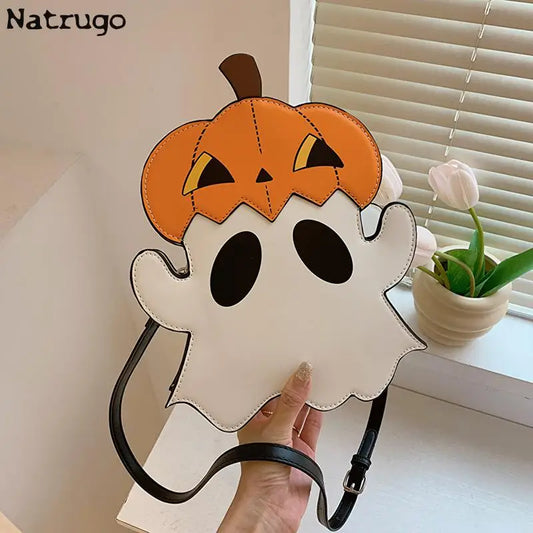 Bolso bandolera tipo cartera con forma de calabaza de Halloween, divertido, de estilo informal, con forma de demonio, de dibujos animados