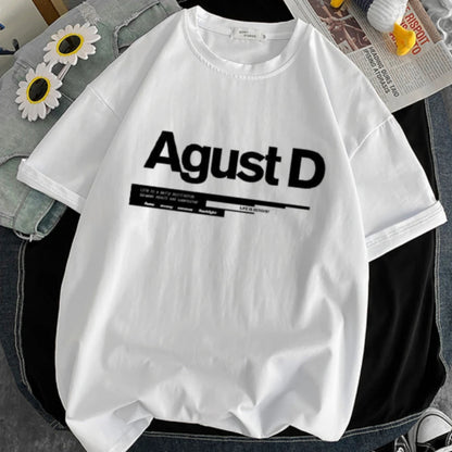 Camiseta de mujer KPOP Agust D, camiseta estampada Harajuku D-2, camiseta del álbum Yoongi, ropa femenina, camiseta de gran tamaño, manga corta para mujer