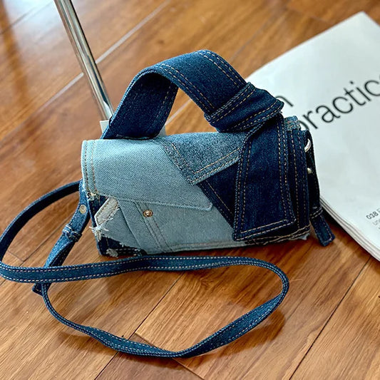 Sacs à main en denim à la mode pour femmes, petits sacs à bandoulière à rabat décontractés, sacs à main carrés vintage pour femmes 2024