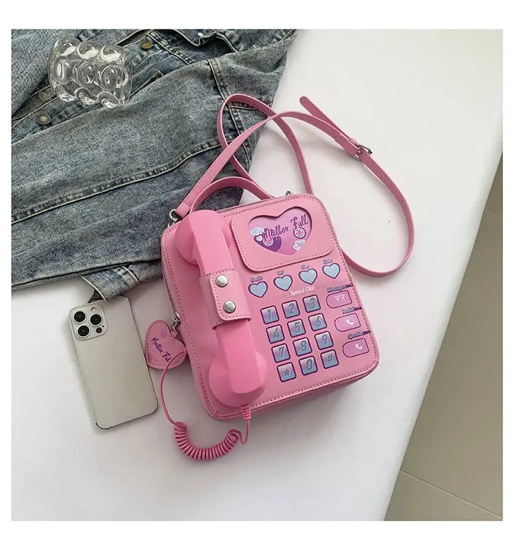 Bolso de mano para mujer, divertido bolso de hombro con forma de teléfono para niñas, estilo de moda femenino, lindo bolso cruzado