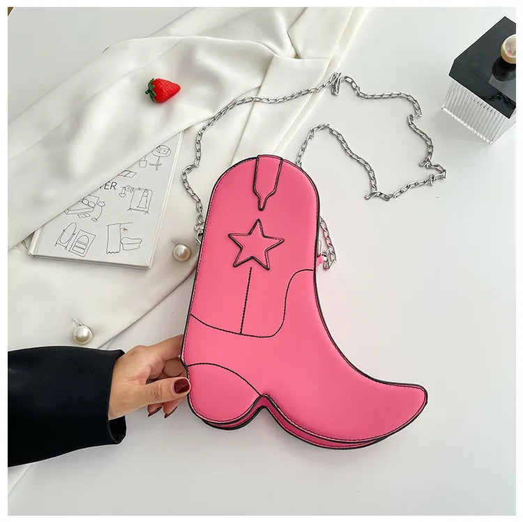 Sac à bandoulière en chaîne drôle et mignon pour filles, sac à bandoulière de style chaussures à talons hauts