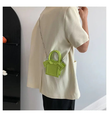 Bolso de hombro pequeño para mujer, bolso con forma de ropa para niñas, mini bolso cruzado con cadena estilo camiseta, bolso portátil de verano para teléfono