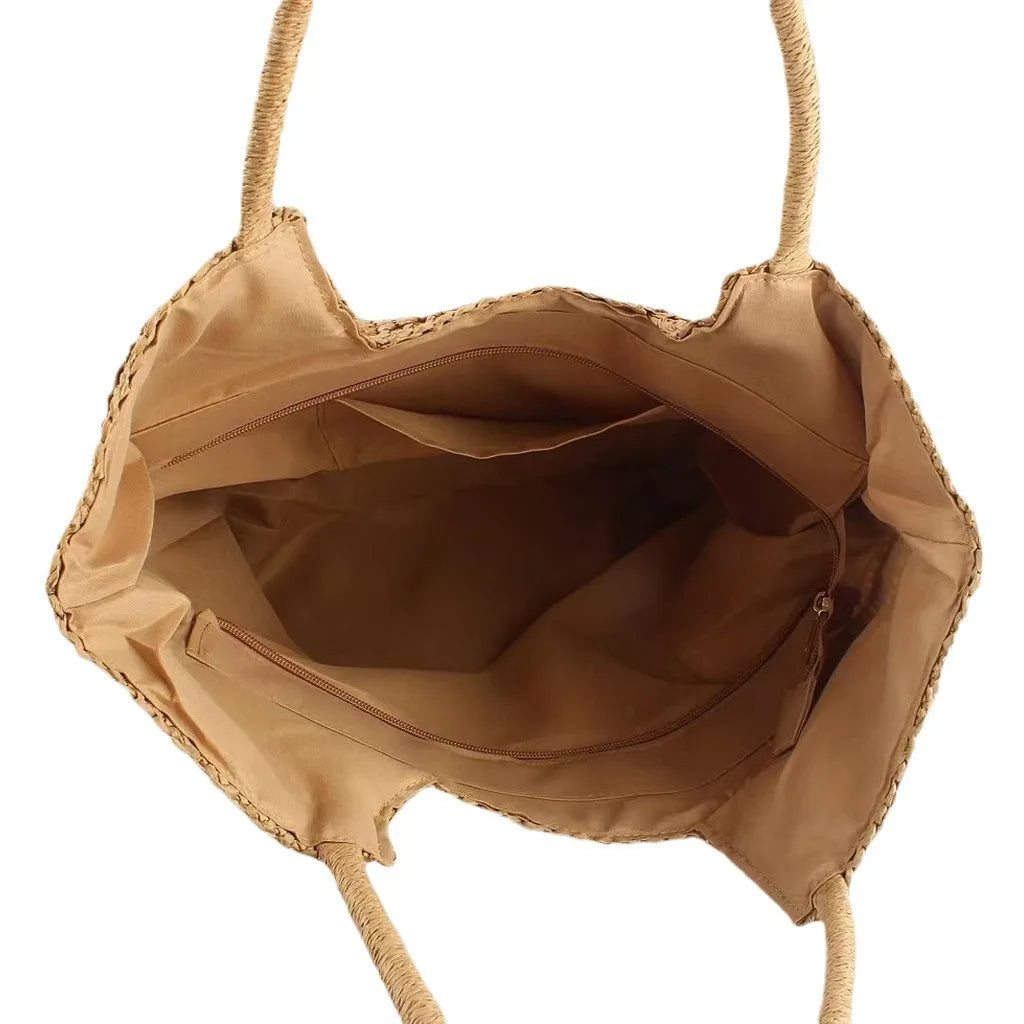 Bolso de mano para mujer de gran capacidad tejido con hierba, bolso bandolera, bolso de playa de moda y popular, bolso de diseñador