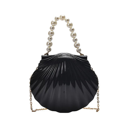 Evening Bags Shell Shape Women Clutch Bags 2023 New Wedding Bridal Handbag Pearl Beaded Fashion Shell Chain Party Bags