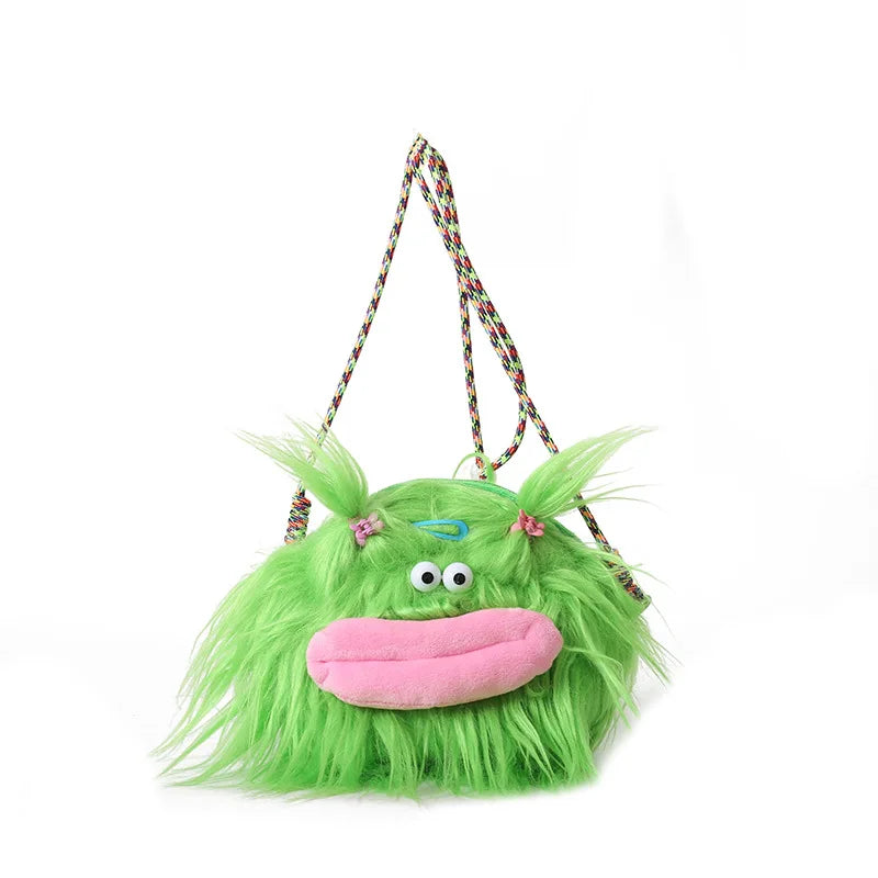 Bolso bandolera de peluche con forma de monstruo de dibujos animados 2024, nuevo y creativo bolso de hombro, mochila para niñas, bolso de peluche Kawaii