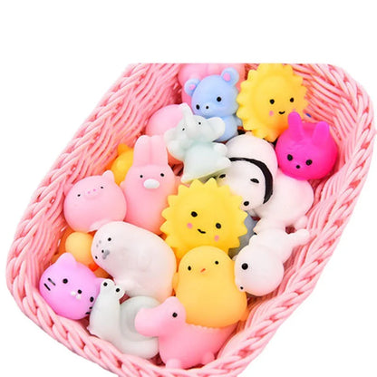 5-50 piezas de juguetes blandos Kawaii Squishy Mochi Anima para niños, pelotas antiestrés, juguetes para aliviar el estrés para fiestas de cumpleaños