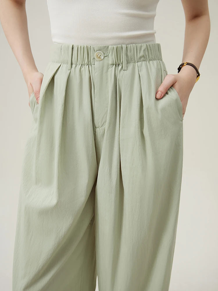 FSLE Cool Loose High Wide Leg Pants For Women's Summer Thin Pants Draped High Waist Casual Pants 24FS12295