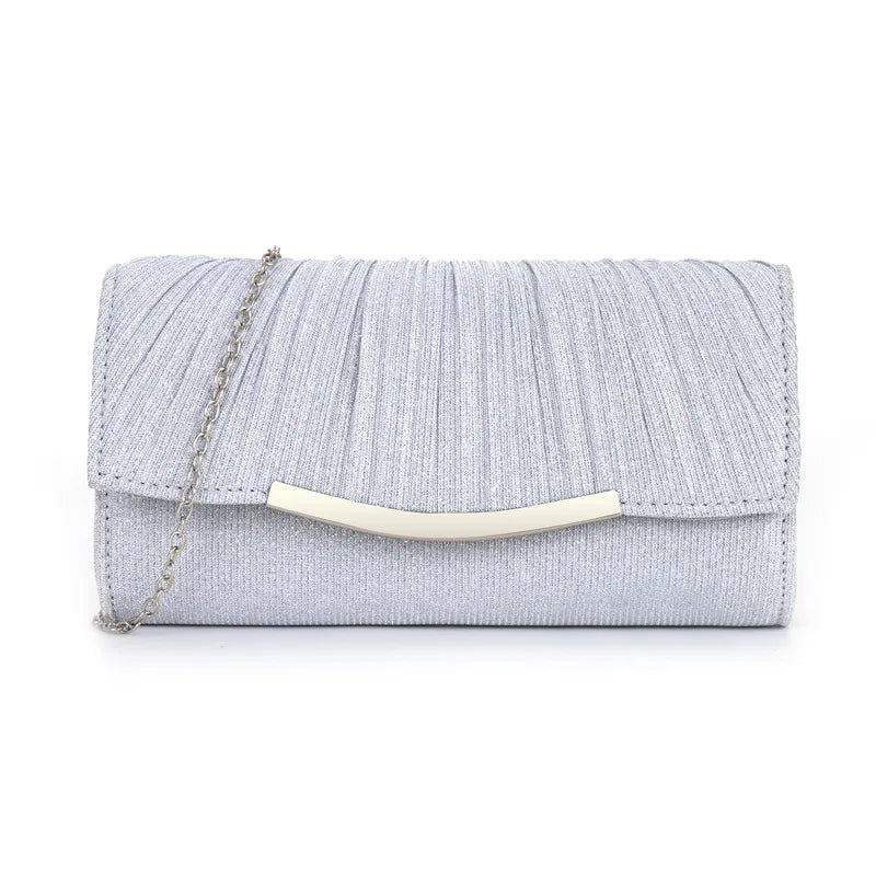 Bolso de banquete de moda, bolsos de diseñador y monedero, cadena de metal, bolsos de hombro para mujer, bolso de mano informal con arrugas, billetera para fiestas y cócteles