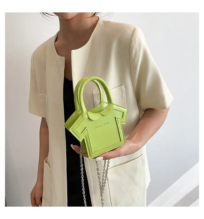 Bolso de hombro pequeño para mujer, bolso con forma de ropa para niñas, mini bolso cruzado con cadena estilo camiseta, bolso portátil de verano para teléfono