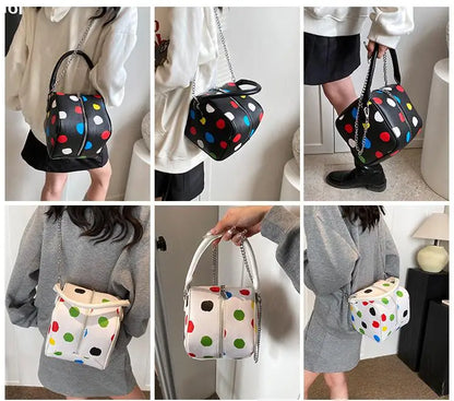 Bolso de hombro para mujer, divertido bolso con forma de dado, moderno bolso de mano con diseño de ondas en colores contrastantes, elegante bolso cruzado portátil para mujer, pequeño bolso cuadrado