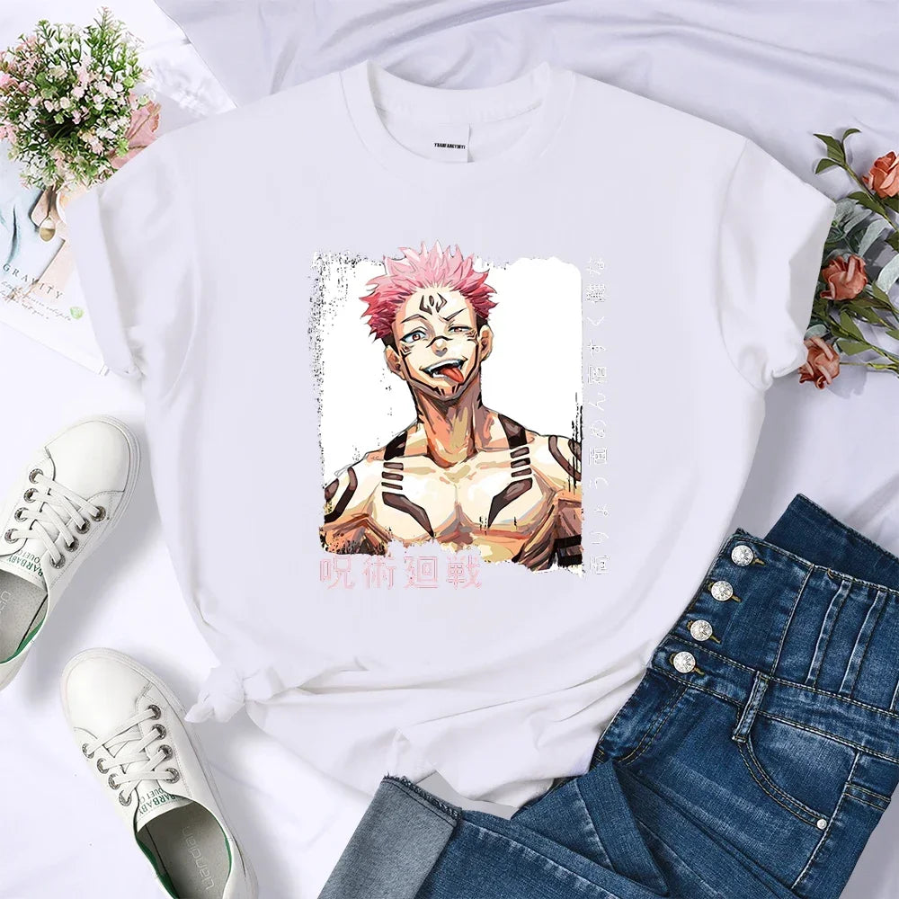 T-shirt pour femme, haut court, respirant, décontracté, style hip-hop, à manches courtes, animé Jujutsu Kaisen Ryomen Sukuna