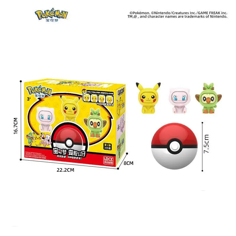 Ensemble de jouets Pokémon Pikachu Figurine d'action animée à visage changeant Kawaii Poupée Ball Pokeball Pocket Monster Jouets