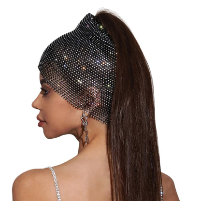 Fishnet Diamond Luxury Cap for Women Shiny Women's Hat Rhinestone Kerchief Hip Hop Headwear Nightclub Party Fashion Head Scarf