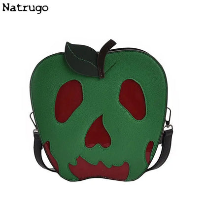 Bolso bandolera con forma de manzana envenenada para Halloween, divertido bolso de hombro, novedoso bolso de mano de piel sintética