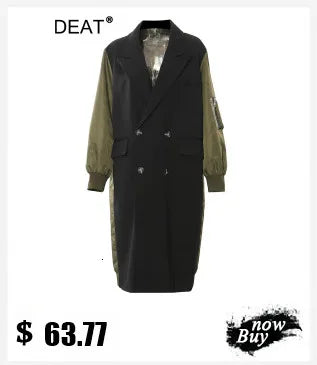 DEAT Fashion - Chaqueta de mujer con muescas, mangas largas, doble botonadura, largo medio, abrigo ajustado, primavera 2024, nuevo 7AB3405