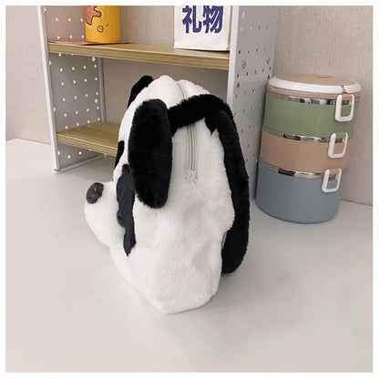 Bolsos de hombro de peluche para adolescentes, diseño kawaii, con forma de cabeza de panda, elegantes y suaves, para compras, portátiles