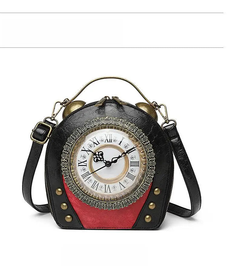 Style Bag female retro portable handbag No. 5 battery walkable clock female bag can be shoulder messenger PU bag