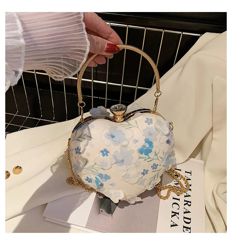 High-quality texture summer ladies lace handbag 2022 new fashion chain wild flowers love one-shoulder messenger bag