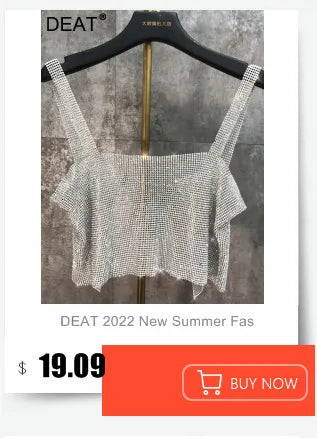 DEAT 2024 Tops de punto de verano para mujer Nueva moda Cuello alto Ahuecado Kink Sin mangas Color sólido Camisetas sin mangas Mujer 17A849