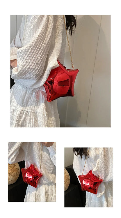 Fashion Acrylic Five Pointed Star Crossbody Bag for Women Candy Color Box Shoulder Bags Cute Funny Chains Small Female Purses