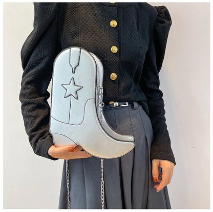 Fashion Funny Long Boots Shaped Handbag Women's Creative Leather Single Shoulder Bag Gothic Personalized Party Mujer Femme Bag