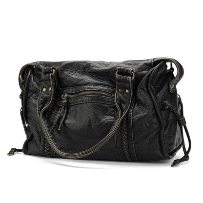 Bolso de mano vintage de gran capacidad para mujer, bolso de mano de piel sintética suave, bolso cruzado de piel lavada estilo retro, bolso punk de calidad 2024