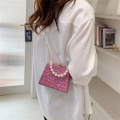 Women Handbag Evening Bags For Party New Women Pearl Chain Shoulder Bag Ladies Fashion Gold Clutch Box Bag Women Messenger