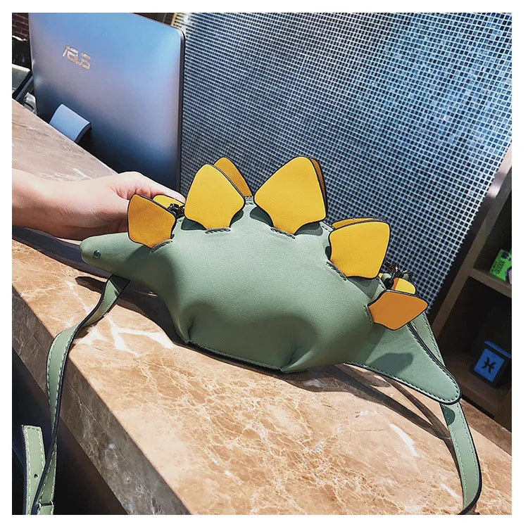 Bolsos de hombro con diseño de dinosaurio, bolso cruzado de PU con diseño de estegosaurio para niñas y mujeres