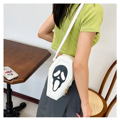 Bolso bandolera con forma de ataúd de fantasma de Halloween, con calavera gótica, divertido bolso de hombro para mujer