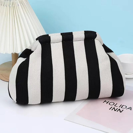 casual Women's striped beach bag Commuter Versatile Striped Cloud Bag Flying Weaving Handheld Bag designer purses and handbags