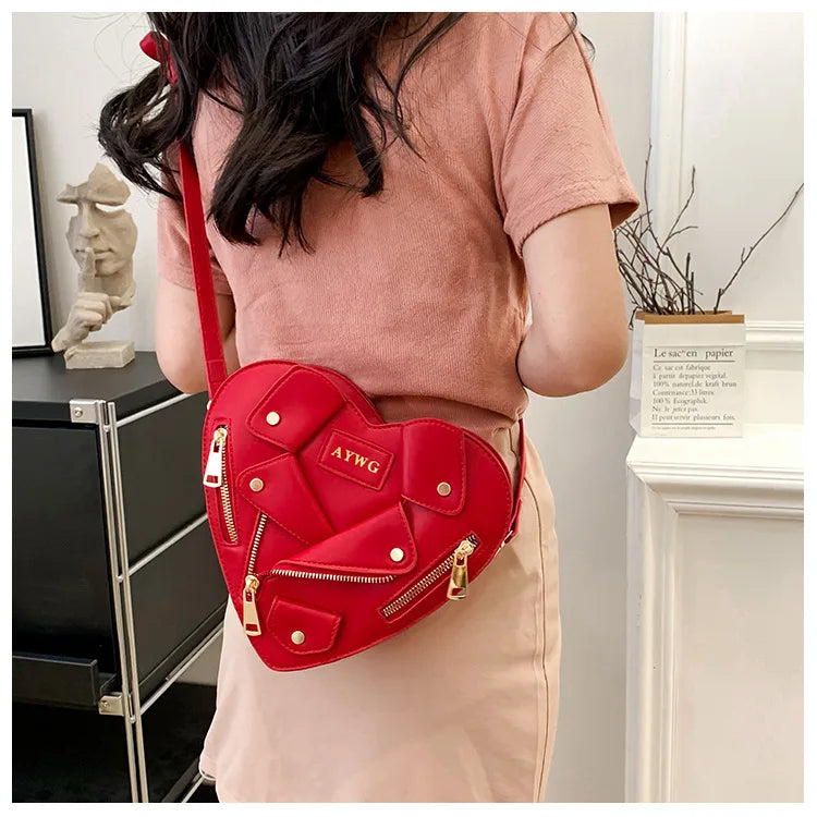 Motorcycle Style Clothes Shape Crossbody Bag Spice Girl Style Shoulder Bag Women Heart Shape Handbag Love Messenger Bag