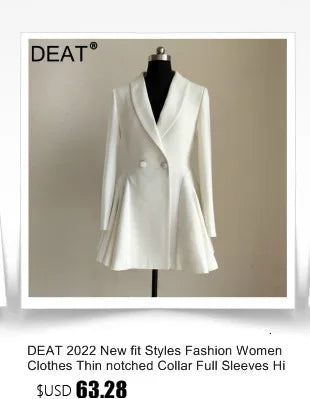 DEAT Fashion Women's Blazer Notched Collar Loose Diamonds Buttons Spliced Flower White Suit Jackets summer 2024 New 17A7225