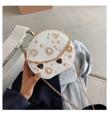 Fashion Starry Sky Round Bags Women Crossbody Bag Luxury Chain Circular Shoulder Bag Lady Small Embroidery Women's Handbag