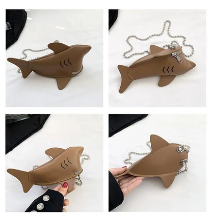 Cute 3D Animal Shark Cross Body Bags Womens Unique Adorable Cute Clutch Purse Bags