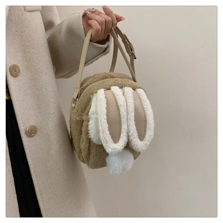 Plush Rabbit Single Shoulder Bag Doll Crossbody Bag For Girls 2024 New Cute Small Coin Wallet Phone Bag Toys For Children