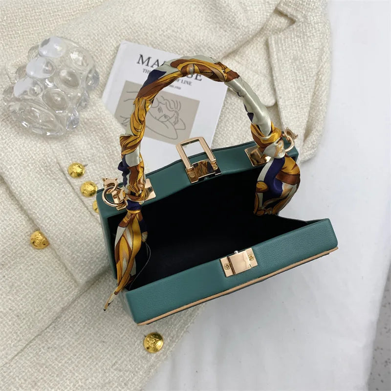 Silk scarf women's small square bag new fashion box bag brand retro chain handbag shoulder messenger bag