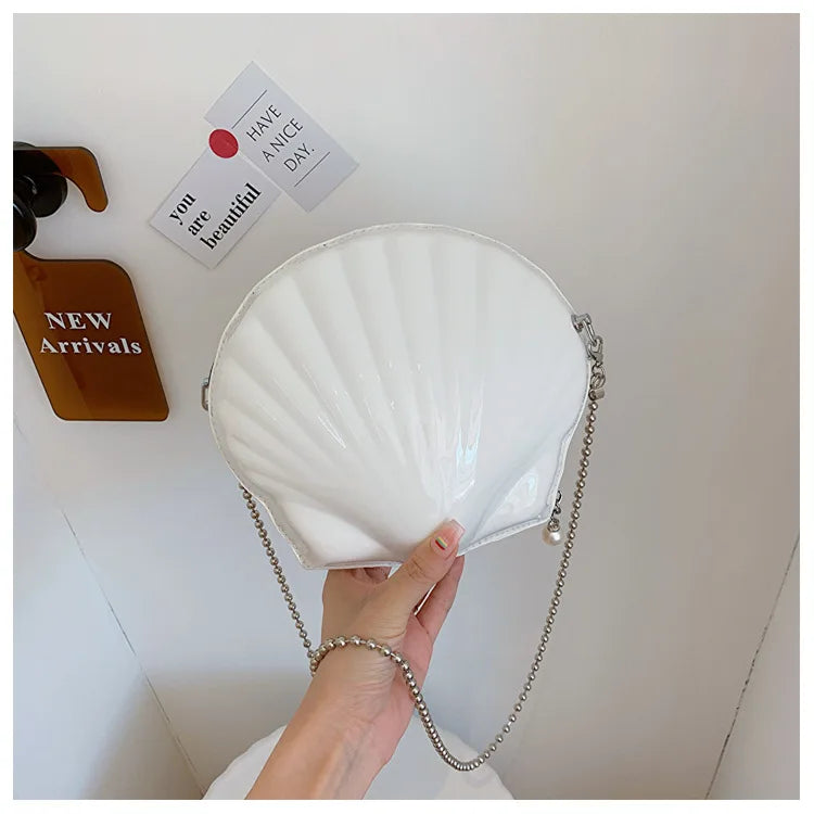 Bolso de verano para mujer, pequeño bolso con lentejuelas y forma de concha, bolso de cadena para mujer, pequeño bolso de hombro con lentejuelas a la moda, bonito bolso cruzado para niña