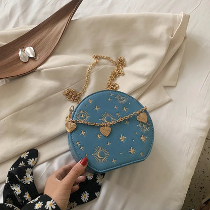 Fashion Starry Sky Round Bags Women Crossbody Bag Luxury Chain Circular Shoulder Bag Lady Small Embroidery Women's Handbag