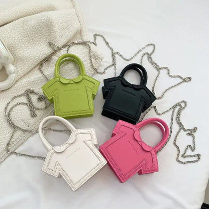 Bolso de hombro pequeño para mujer, bolso con forma de ropa para niñas, mini bolso cruzado con cadena estilo camiseta, bolso portátil de verano para teléfono