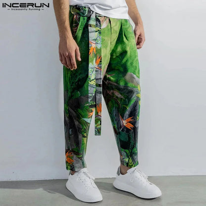 2024 Hommes Pantalons Impression Lâche Joggers À Lacets Pantalons Décontractés Hommes Streetwear Mode Loisirs Hommes Pantalons Longs S-5XL INCERUN