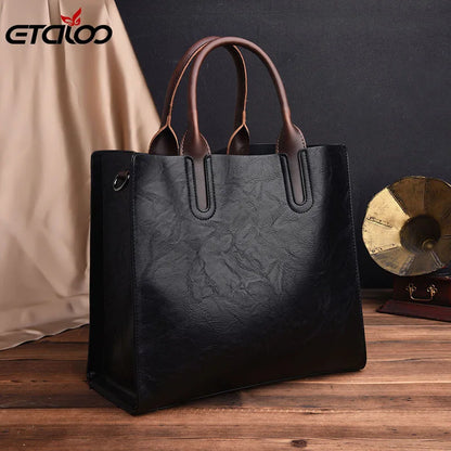 Women Handbag Top-handle Tote Elegant Lady Solid Contract Shoulder Bags Classic Casual Bags 2024 High Quality PU Leather Fashion