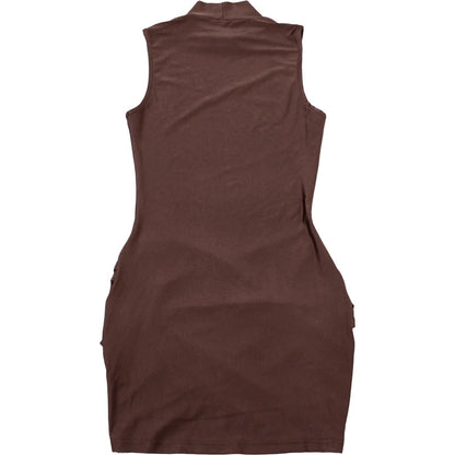 Vestido corto femenino de verano con volantes cruzados y escote triangular, minivestido sexy liso con cuello alto y mangas abullonadas para mujer, estilo chic, ajustado y para fiesta